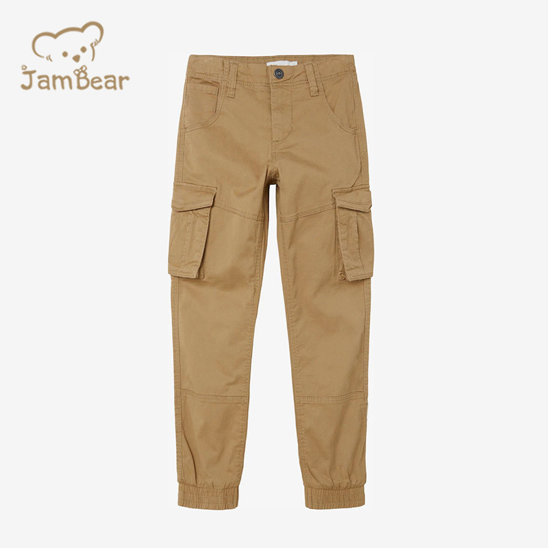 Organic cotton kids cargo pants eco friendly multi pockets cargo pant sustainable kids boys cargo pants