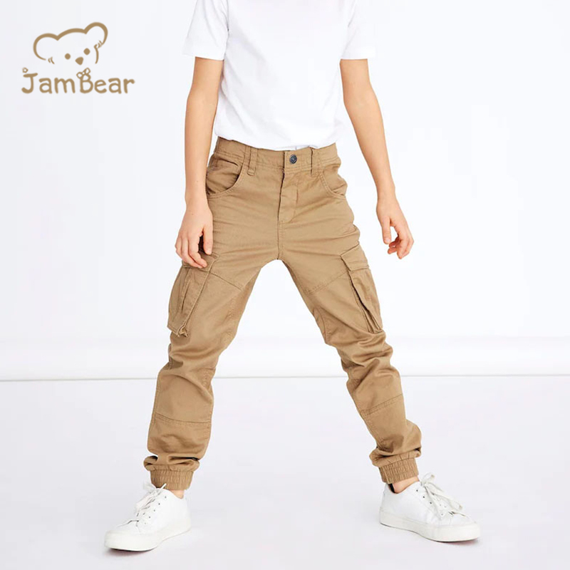 Organic cotton kids cargo pants eco friendly multi pockets cargo pant sustainable kids boys cargo pants
