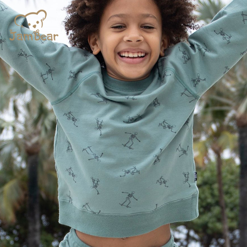 Eco friendly printed kids sweatshirt sustainable kids boys sweatshirt organic cotton children's sweatshirt french terry