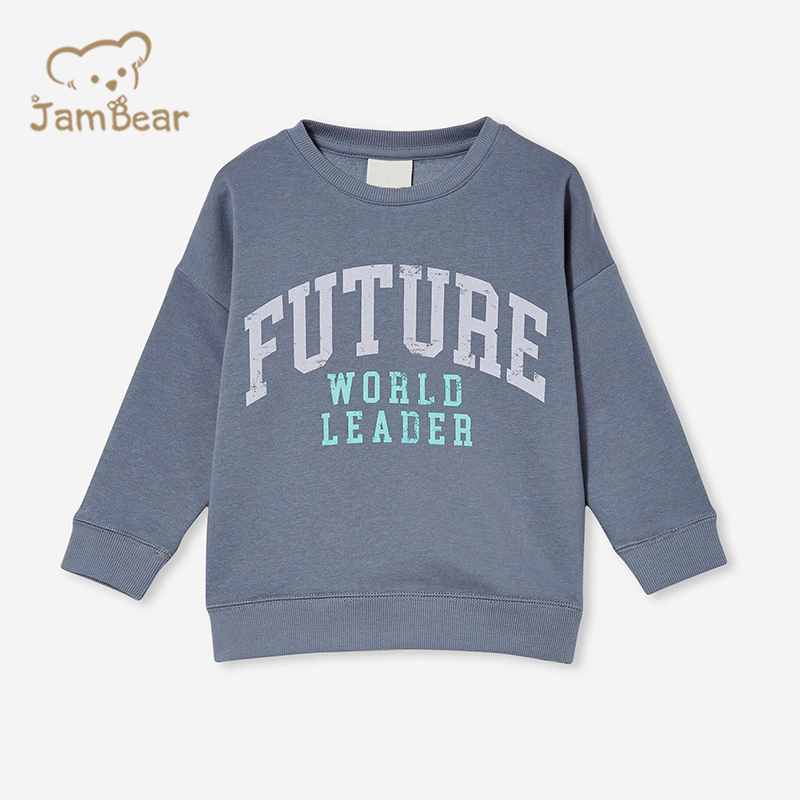 Eco friendly kids fleece sweatshirt organic bamboo printed kids sweatshirt sustainable kids crewneck sweatshirt