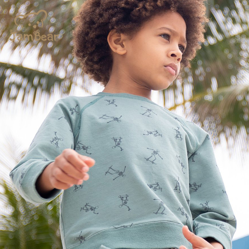 Eco friendly printed kids sweatshirt sustainable kids boys sweatshirt organic cotton children's sweatshirt french terry