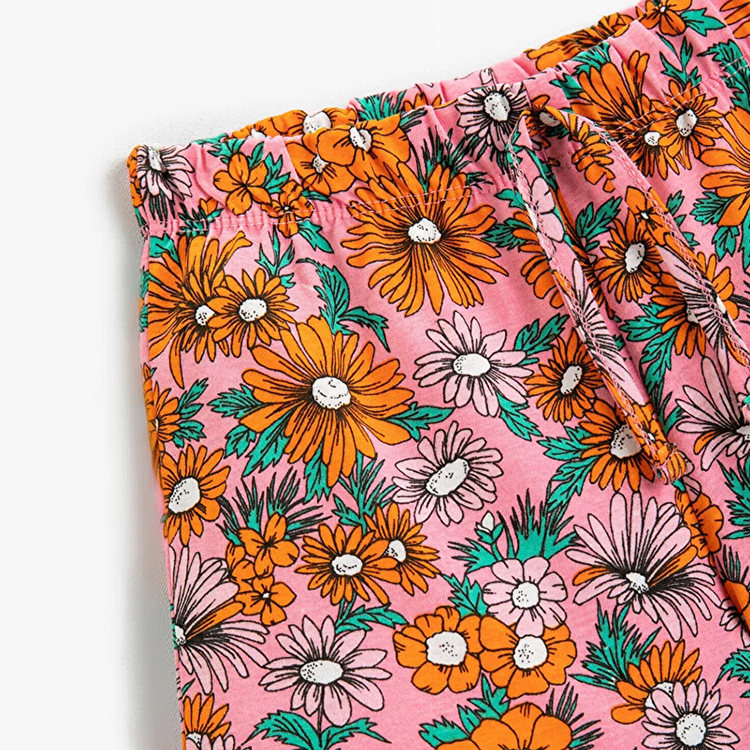 Organic cotton Kids girl shorts set kid t shirt and shorts Natural Floral print children shorts kids T-Shirt and Short