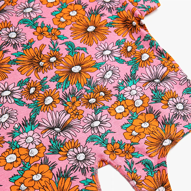 Organic cotton Kids girl shorts set kid t shirt and shorts Natural Floral print children shorts kids T-Shirt and Short