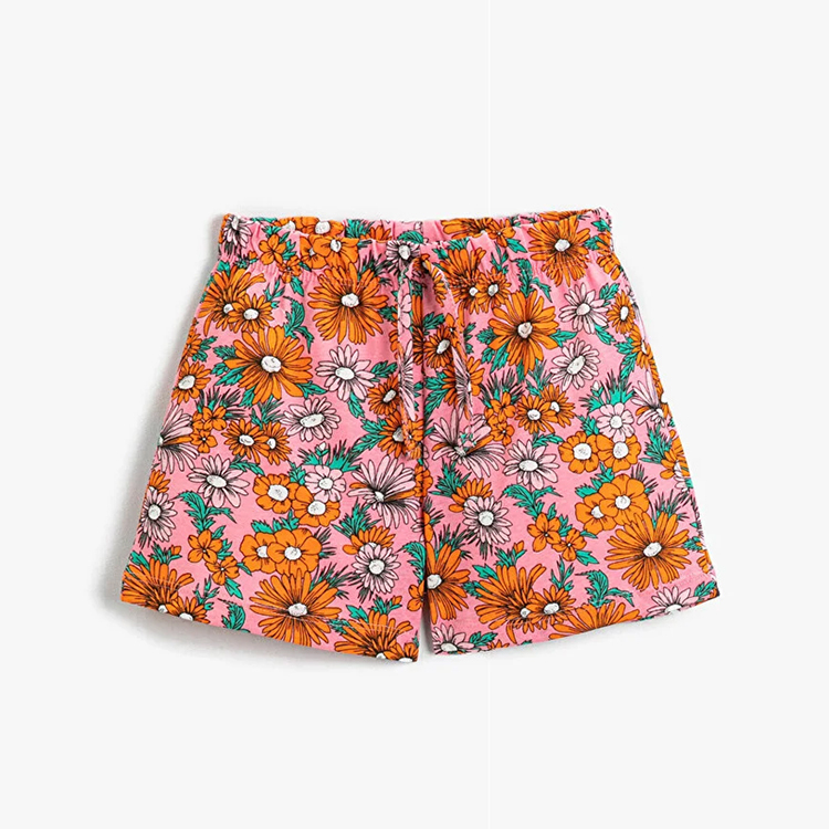 Organic cotton Kids girl shorts set kid t shirt and shorts Natural Floral print children shorts kids T-Shirt and Short