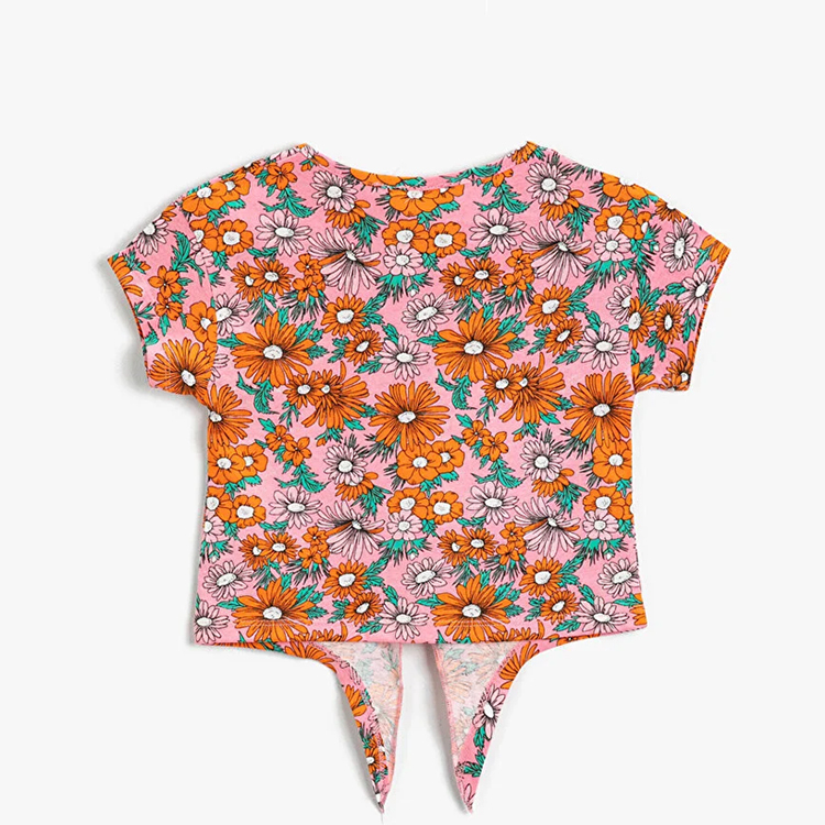 Organic cotton Kids girl shorts set kid t shirt and shorts Natural Floral print children shorts kids T-Shirt and Short