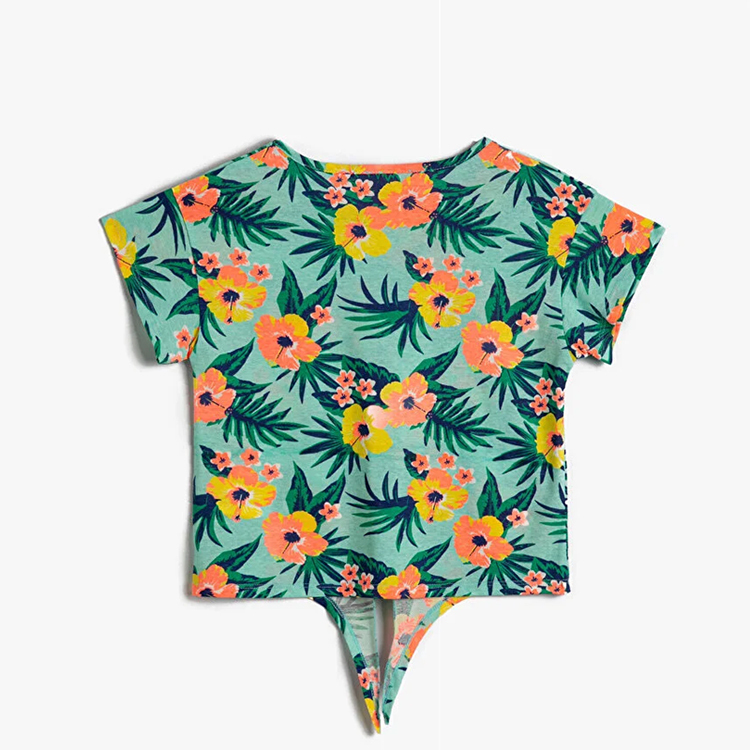 Natural Floral print children shorts kids T-Shirt and Short Short Sleeve girl shorts sets Organic cotton kid t shirt and shorts