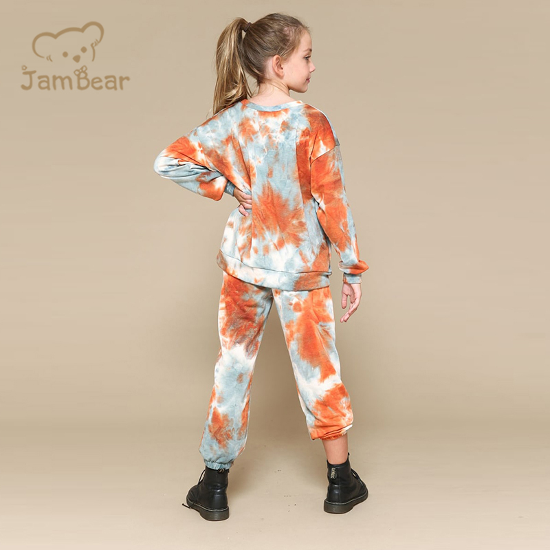 Organic Cotton kids tie dye sweatshirt and pants set sustainable sweatsuit kids eco friendly children sweatshirt set
