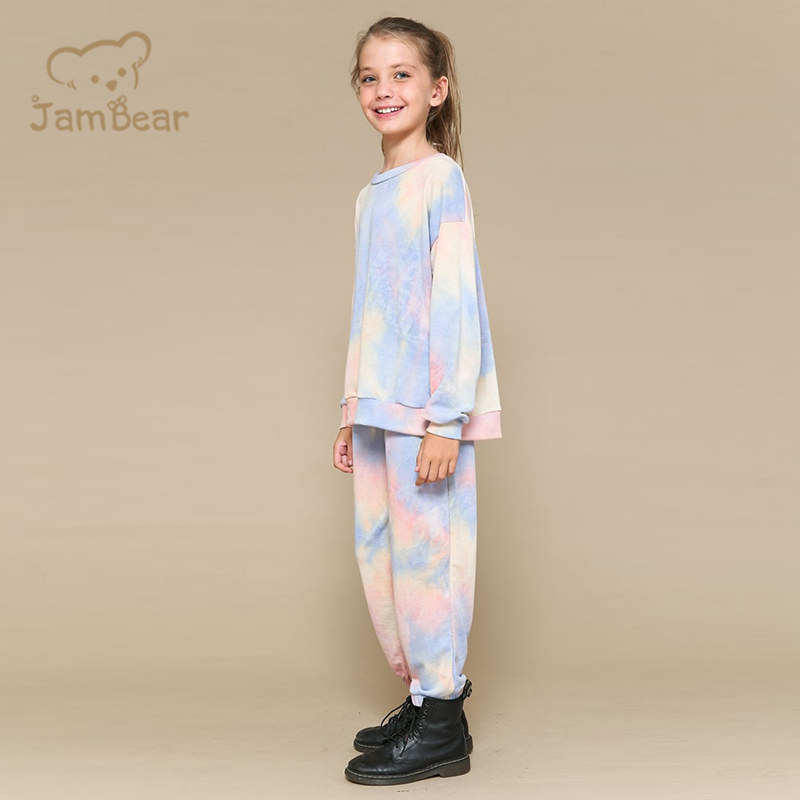 Organic Cotton kids tie dye sweatshirt and pants set sustainable sweatsuit kids eco friendly children sweatshirt set