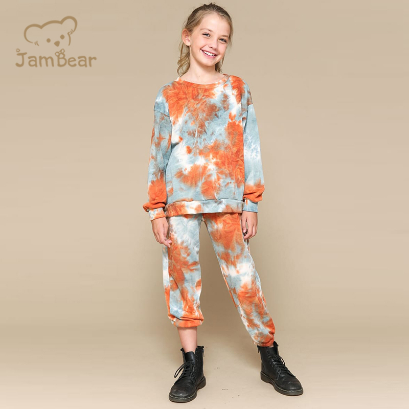Organic Cotton kids tie dye sweatshirt and pants set sustainable sweatsuit kids eco friendly children sweatshirt set