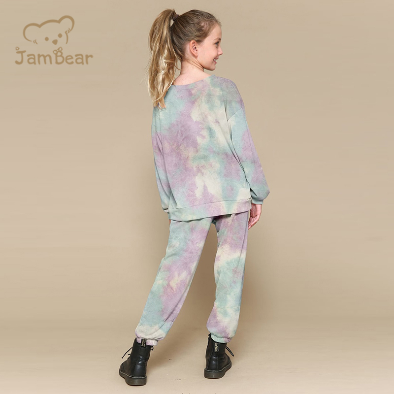 Organic Cotton kids tie dye sweatshirt and pants set sustainable sweatsuit kids eco friendly children sweatshirt set