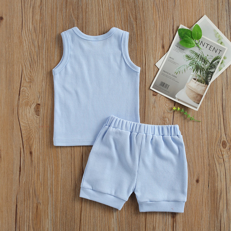 Summer Toddler Shorts Set Organic Cotton ribbed Tank Tops and Shorts eco-friendly Sleeveless ribbed t shirt and Shorts