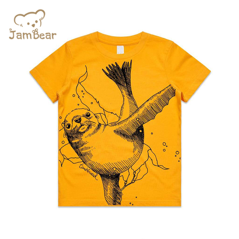Print kids tee shirt organic cotton boys tshirts sustainable t shirt kids eco friendly
