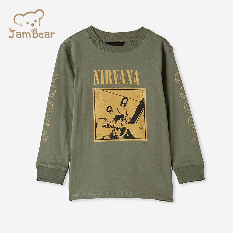 Long Sleeve kids tee shirt organic cotton Children Tshirt print sustainable kids t shirt eco friendly children tee