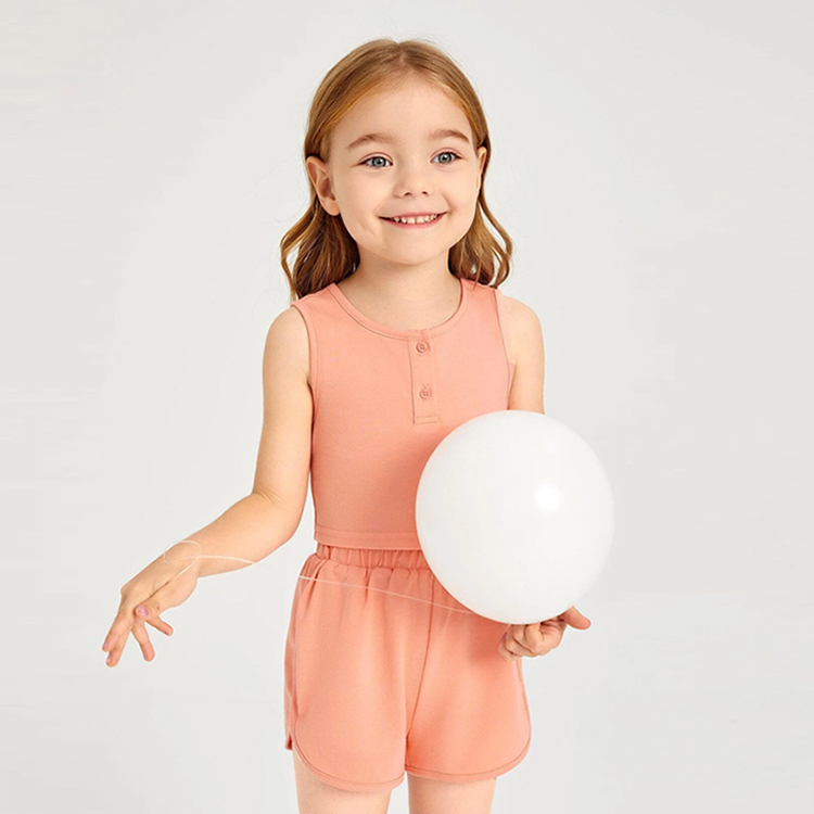 Kids girl shorts set Rib-knit Tank Top and Track Shorts Set organic cotton Baby girls Outfit Baby Tops and Pants Suit