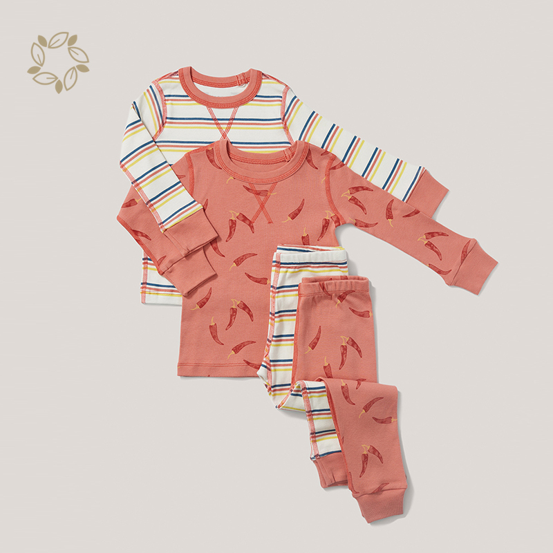 100% Organic cotton kid pyjamas sustainable enfant pyjama printed eco friendly child pajamas kids pajama set
