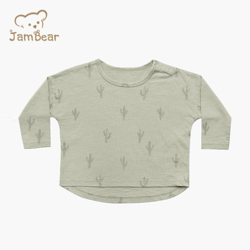 Organci cotton t shirt kids boy tee eco friendly kids printed tshirt sustainable long sleeve t shirt for toddler