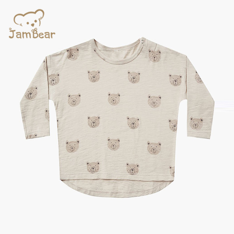 Organci cotton t shirt kids boy tee eco friendly kids printed tshirt sustainable long sleeve t shirt for toddler