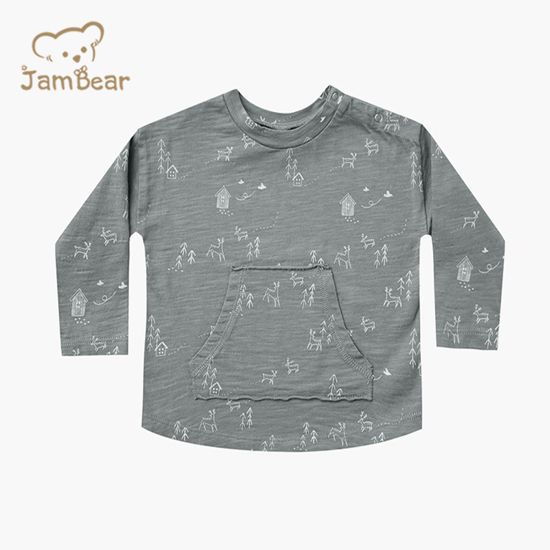 Organci cotton t shirt kids boy tee eco friendly kids printed tshirt sustainable long sleeve t shirt for toddler