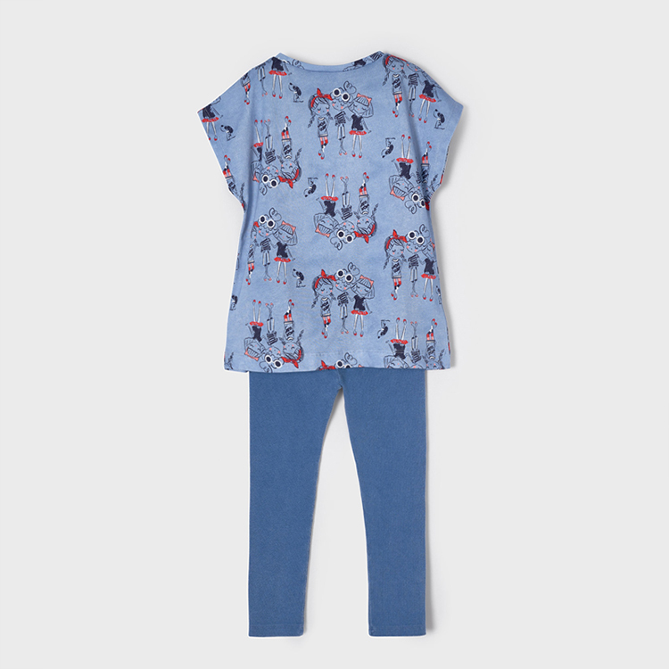 Kid girl ribbed leggings set organic cotton Two Piece Kids Set children short sleeve top and Leggings
