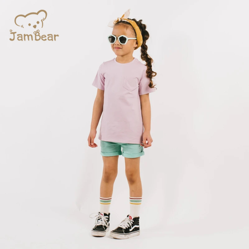Organic cotton children tshirt eco friendly Striped kids tee shirt sustainable children tee knit short sleeve top