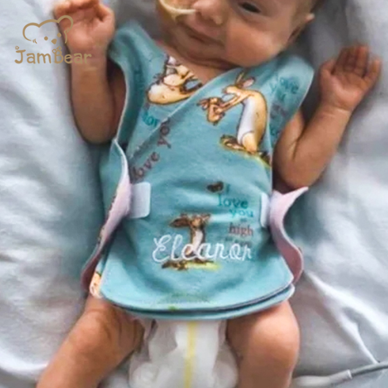 100% Organic cotton newborn NICU friendly wrap set eco friendly premature baby clothes sustainable premature baby incubator vest