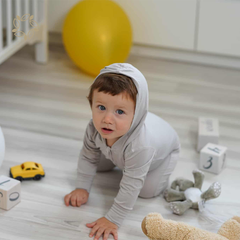 Organic bamboo baby clothes zip up onesie eco friendly baby hoodie romper sustainable baby zip sleepsuit