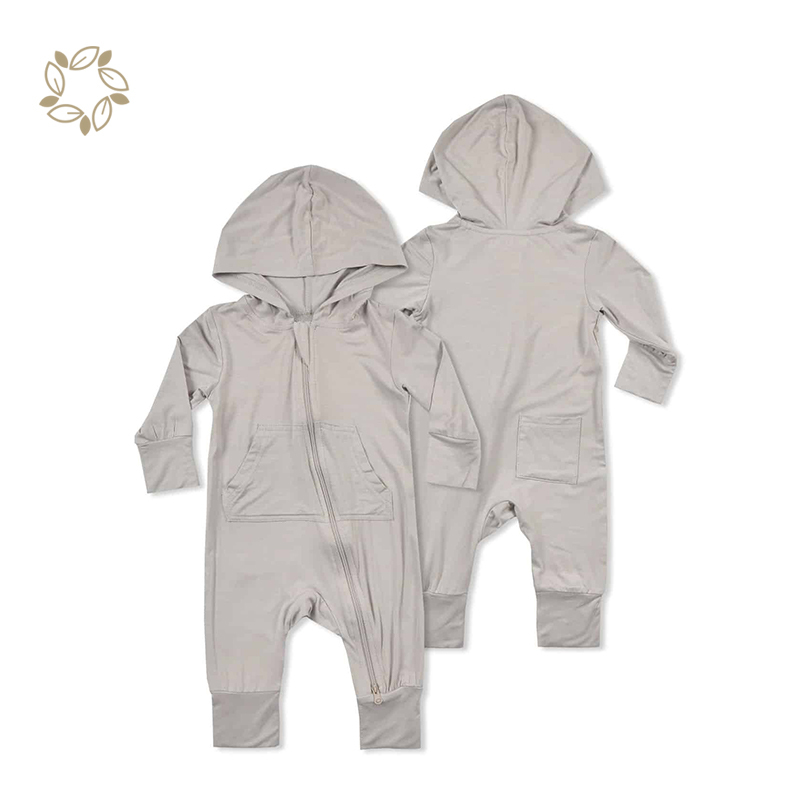 Organic bamboo baby clothes zip up onesie eco friendly baby hoodie romper sustainable baby zip sleepsuit