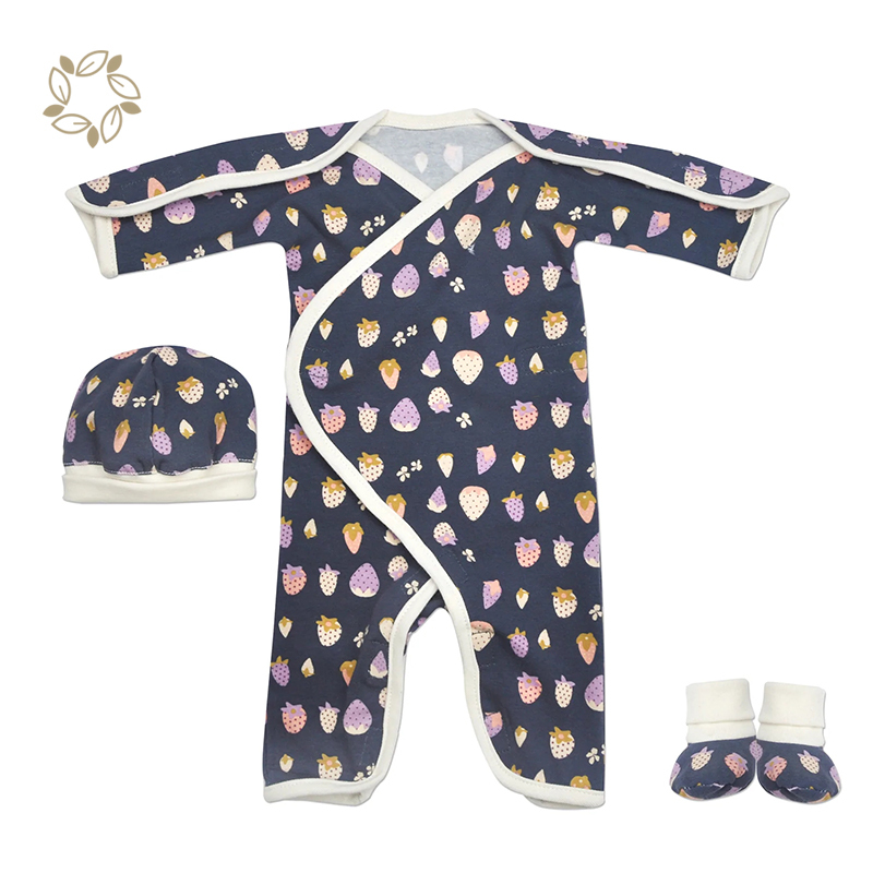 100% Organic cotton preemie long sleeve NIC-Jumpsuit eco friendly NICU newborn clothes sustainable preemie romper