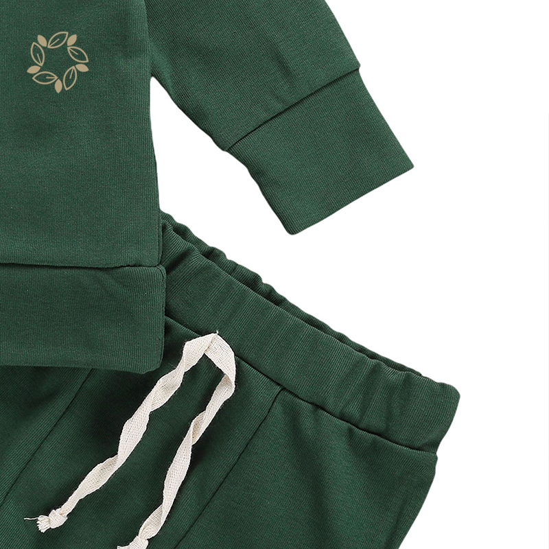Organic Cotton Autumn Winter Baby Girls Boys Clothes Sets Solid Long Sleeve Pullover Sweatshirt Tops Pants