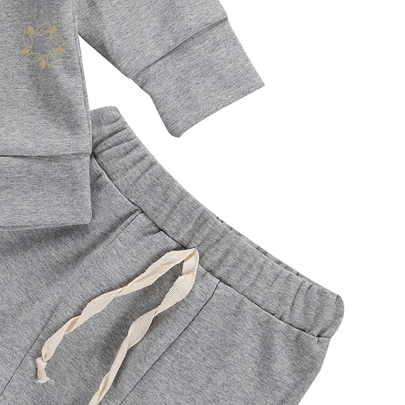 Organic Cotton Autumn Winter Baby Girls Boys Clothes Sets Solid Long Sleeve Pullover Sweatshirt Tops Pants
