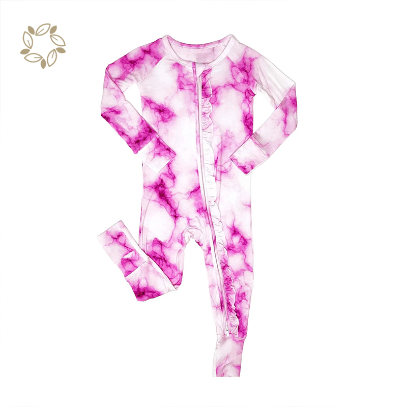 Organic bamboo tie dye baby romper sustainable bamboo jumpsuit newborn eco friendly 2 way zipper onesie for baby