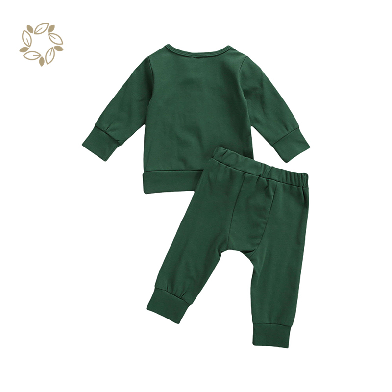 Organic Cotton Autumn Winter Baby Girls Boys Clothes Sets Solid Long Sleeve Pullover Sweatshirt Tops Pants