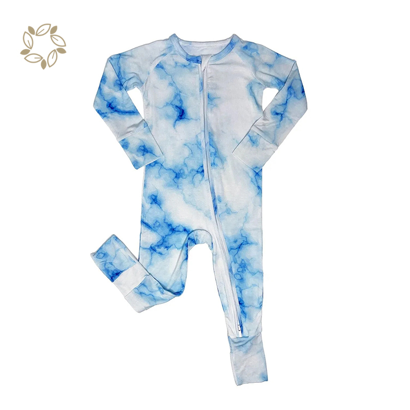 Organic bamboo tie dye baby romper sustainable bamboo jumpsuit newborn eco friendly 2 way zipper onesie for baby