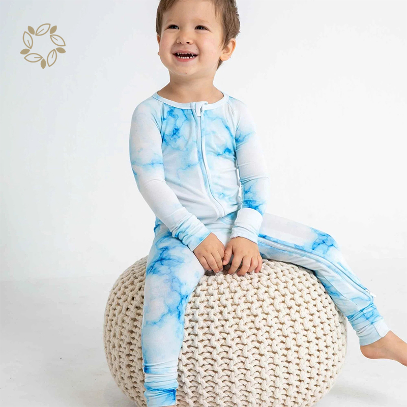 Organic bamboo tie dye baby romper sustainable bamboo jumpsuit newborn eco friendly 2 way zipper onesie for baby