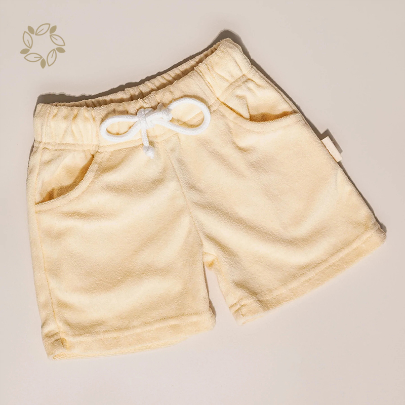 Organic cotton toddler terry towelling shorts set eco friendly baby terry cloth top and shorts sustainable toddler biker shorts