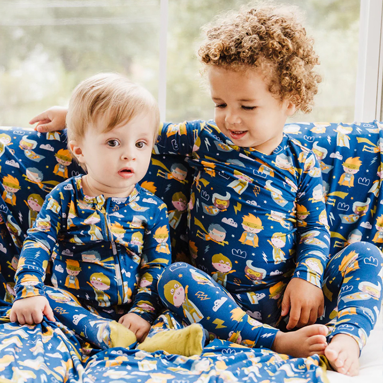 Eco-friendly organic bamboo pjs long sleeve toddler pajamas custom baby pyjama kids Loungewear two piece baby sleepers