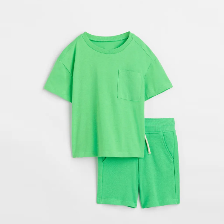 Eco-friendly Boys shorts sets organic cotton T-Shirt and Shorts Set for Kids Short Sleeve children top and shorts