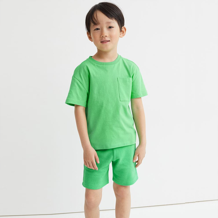 Eco-friendly Boys shorts sets organic cotton T-Shirt and Shorts Set for Kids Short Sleeve children top and shorts