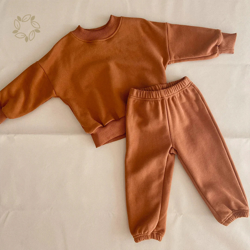 Organic cotton baby sweatshirt and jogger eco friendly baby clothing set sustainable toddler pullover and sweatpants