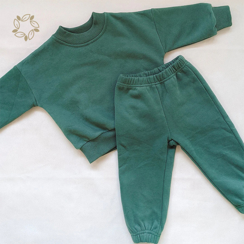 Organic cotton baby sweatshirt and jogger eco friendly baby clothing set sustainable toddler pullover and sweatpants