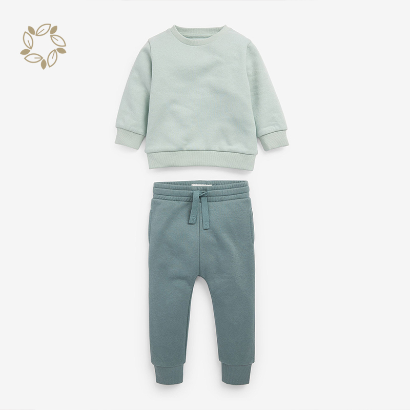 Bamboo cotton jersey sweatshirt and jogger set for baby eco friendly boys clothing sets sustainable toddler clothes set