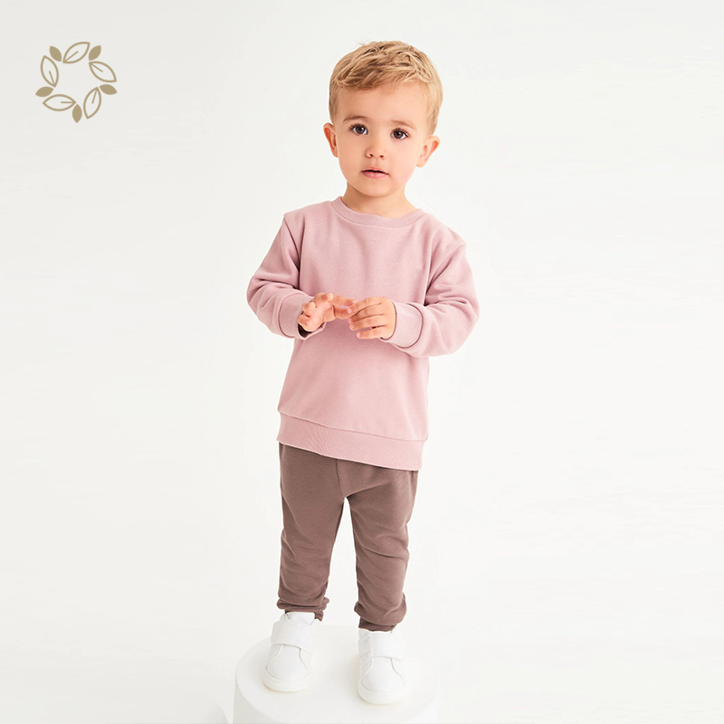 Bamboo cotton jersey sweatshirt and jogger set for baby eco friendly boys clothing sets sustainable toddler clothes set