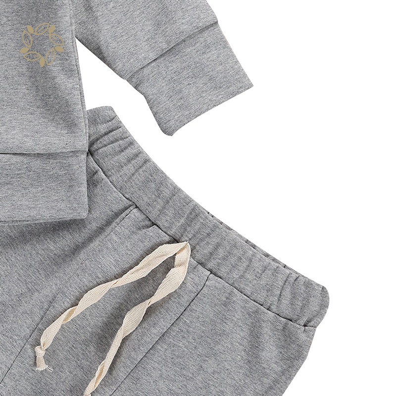 Autumn Winter Baby Girls Boys Clothes Sets Solid Long Sleeve Pullover Sweatshirt Tops Pants french terry toddler pullover