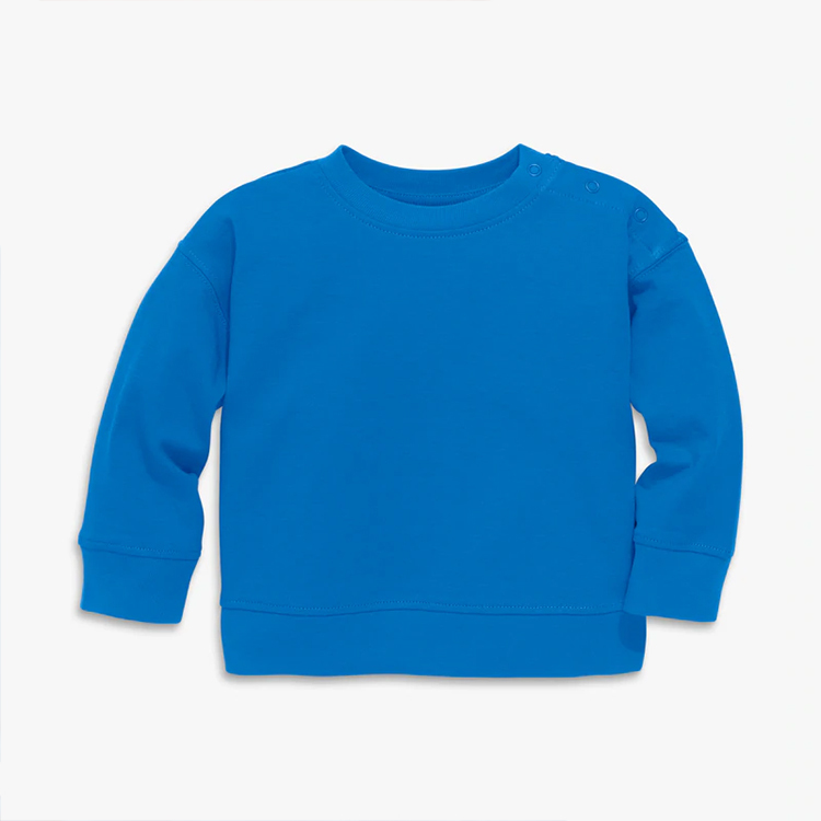 Sustainable kids pullover solid color children sweatshirt Organic cotton children crew neck baby girl sweatshirts