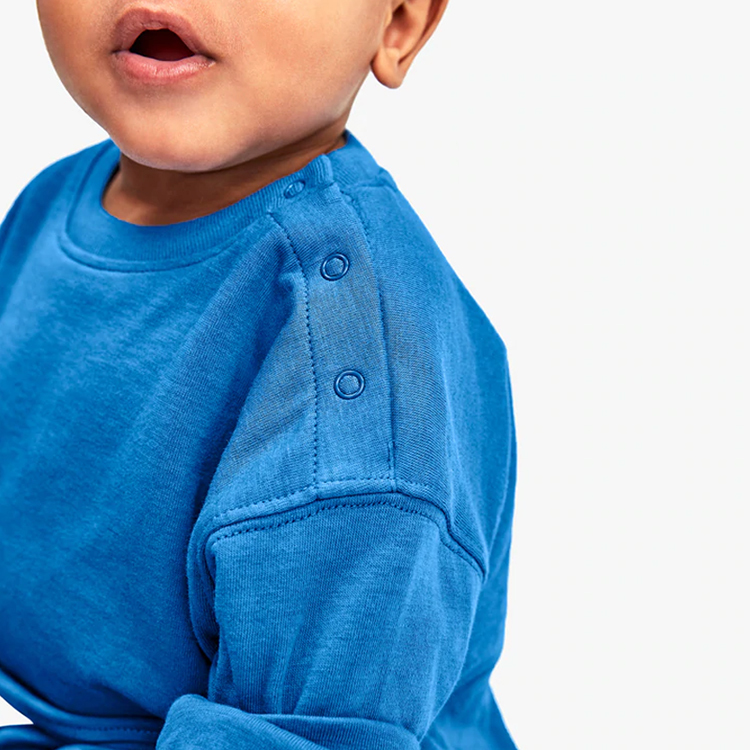 Sustainable kids pullover solid color children sweatshirt Organic cotton children crew neck baby girl sweatshirts