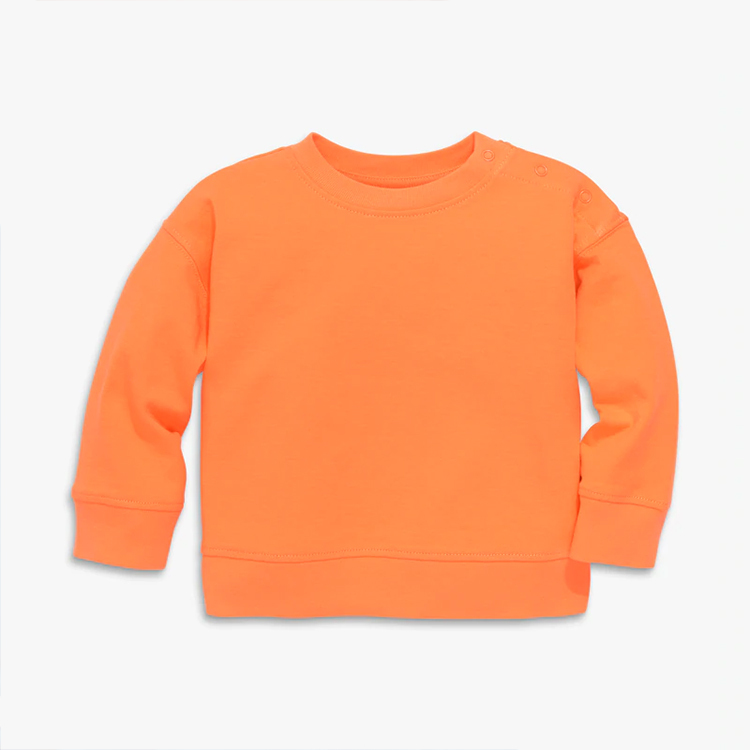 Sustainable kids pullover solid color children sweatshirt Organic cotton children crew neck baby girl sweatshirts