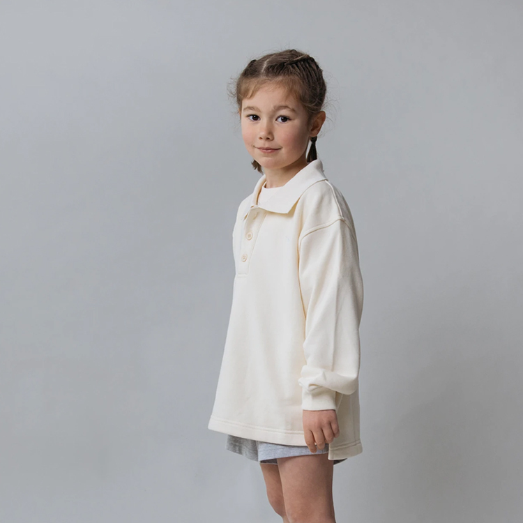 Organic baby Polo Shirt solid color children polo sweatshirt sustainable toddler tee organic cotton infant polo shirt
