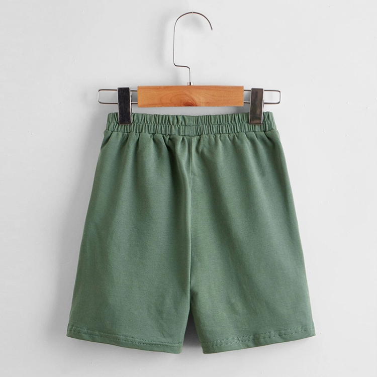 Eco-friendly kids clothing set Boys Drop Shoulder Solid Top & Track Shorts Set Organic cotton Boys t shirt and shorts