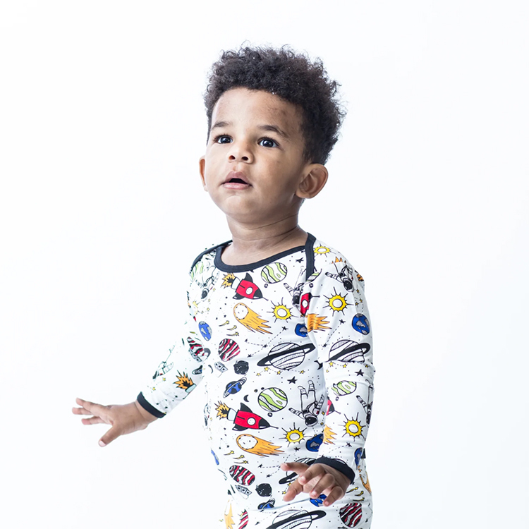 Kids Bamboo Pajamas children baby Two-Piece set Toddler girl pyjamas printed long sleeved shirt and legging