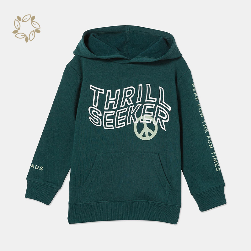Sustainable kids hoodie printed organic cotton eco friendly baby tracksuit children hoodies sweatshirts boys